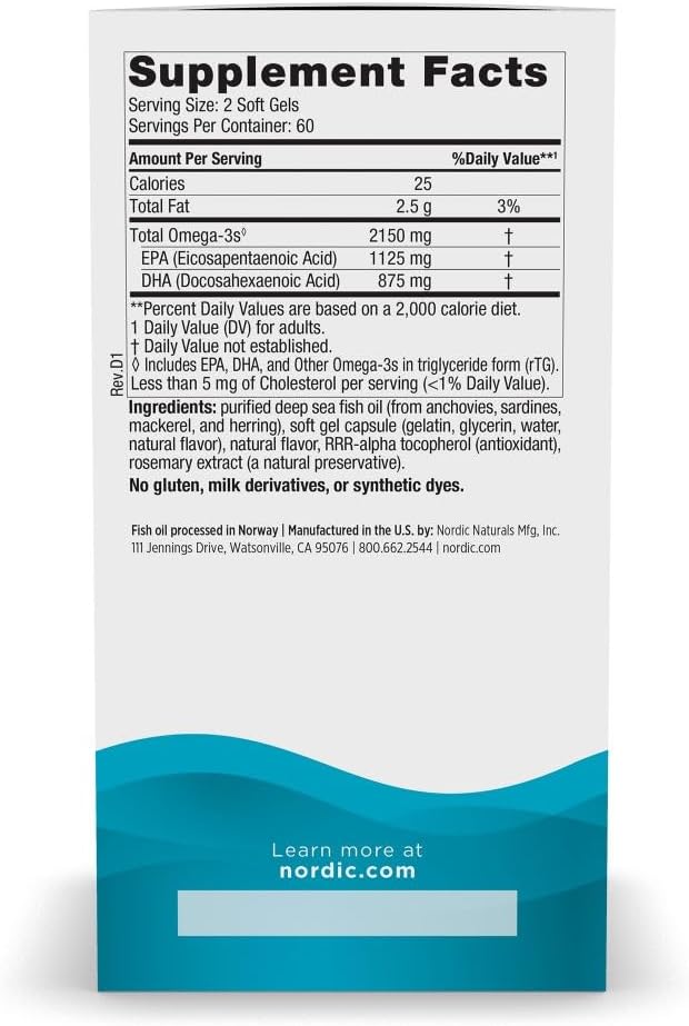 Nordic Naturals Ultimate Omega 2X, 2150mg 120 Softgels, Lemon