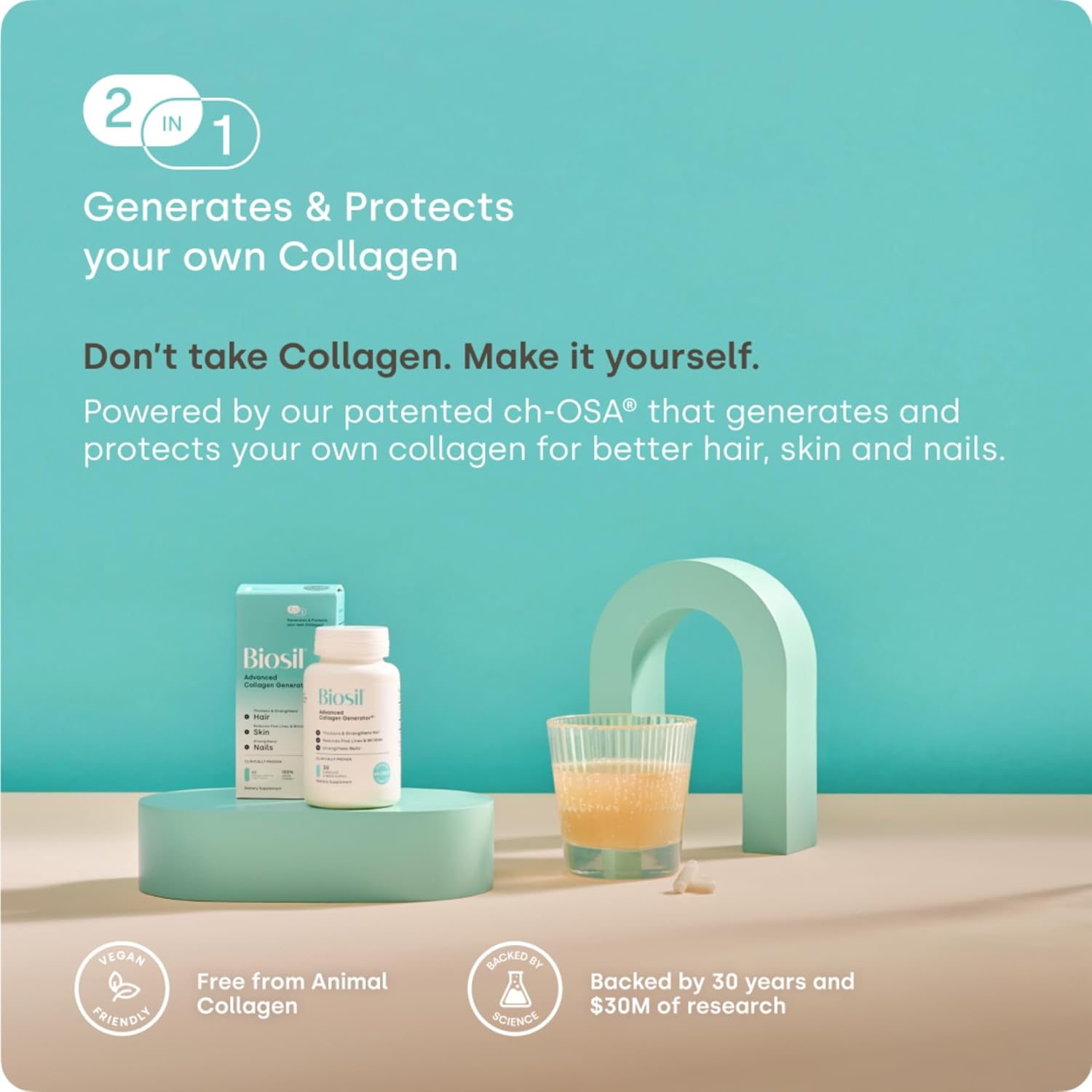Biosil Collagen Generator with ch-OSA help generate collagen 120 Capsules