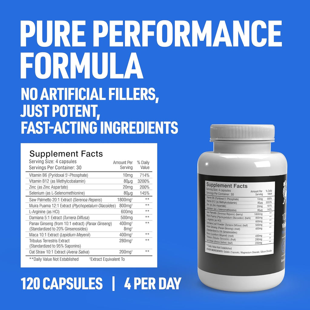 Prime Male Enhance – 100% Natural Virility Support Supplement | Boost Performance & Energy | 120 Capsules (2 Pack)