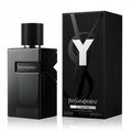 Black YSL perfume bottle and packaging on a white background