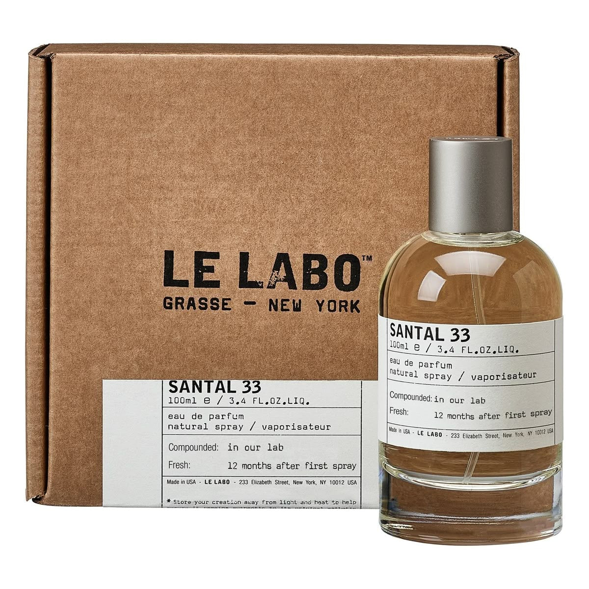 Le Labo Santal 33 3.4 Oz Unisex Eau de Parfum Spray.