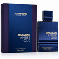 Haramain Amber Oud perfume bottle and packaging on a white background