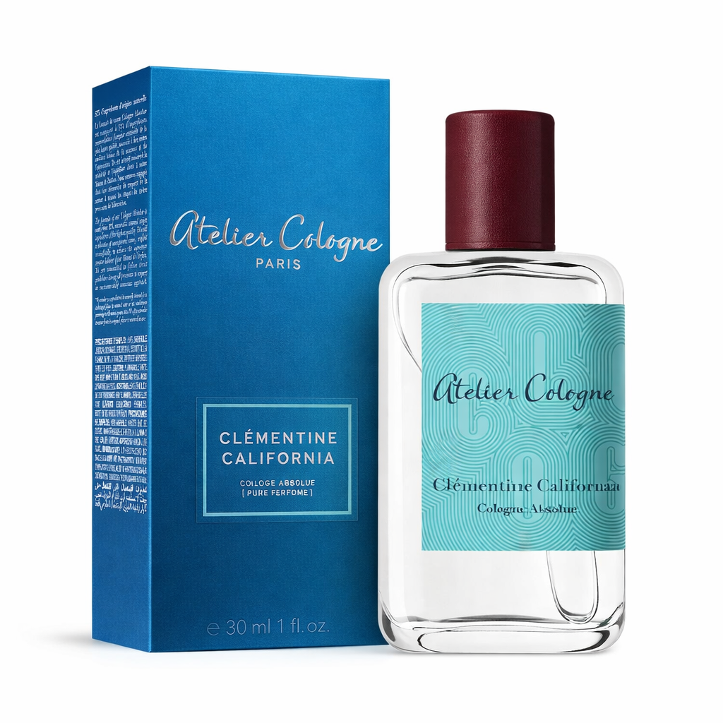 Atelier Cologne Clémentine California cologne bottle and packaging on a white background