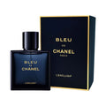 Bleu de Chanel perfume bottle and packaging on a white background