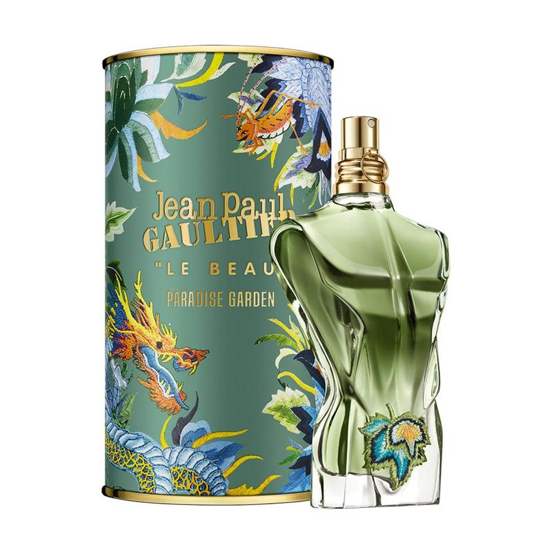 Perfume bottle and packaging with 'Jean Paul Gaultier' branding on a white background
