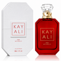 Red perfume bottle and white packaging with 'KAY ALI' branding on a white background