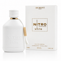 White Nitro pour homme perfume bottle and packaging on a white background