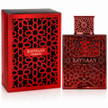 Red Rayhaan Crimson perfume bottle and packaging on a white background
